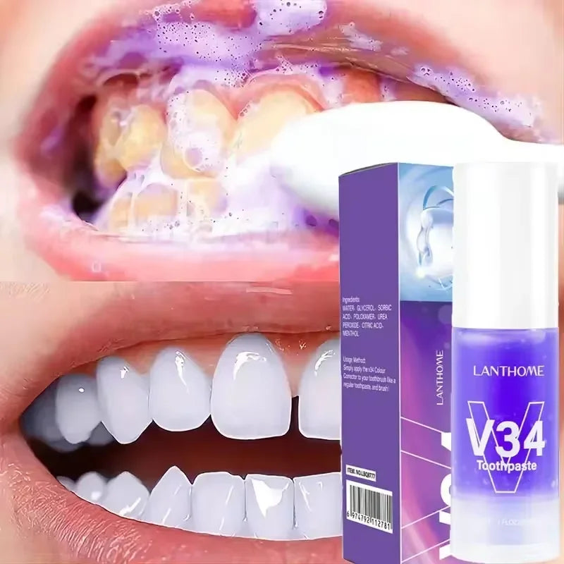 V34 Purple Teeth Whitening Toothpaste