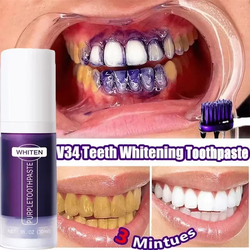 V34 Purple Teeth Whitening Toothpaste